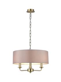 DK0030  Banyan 45cm 3 Light Pendant Antique Brass, Grey